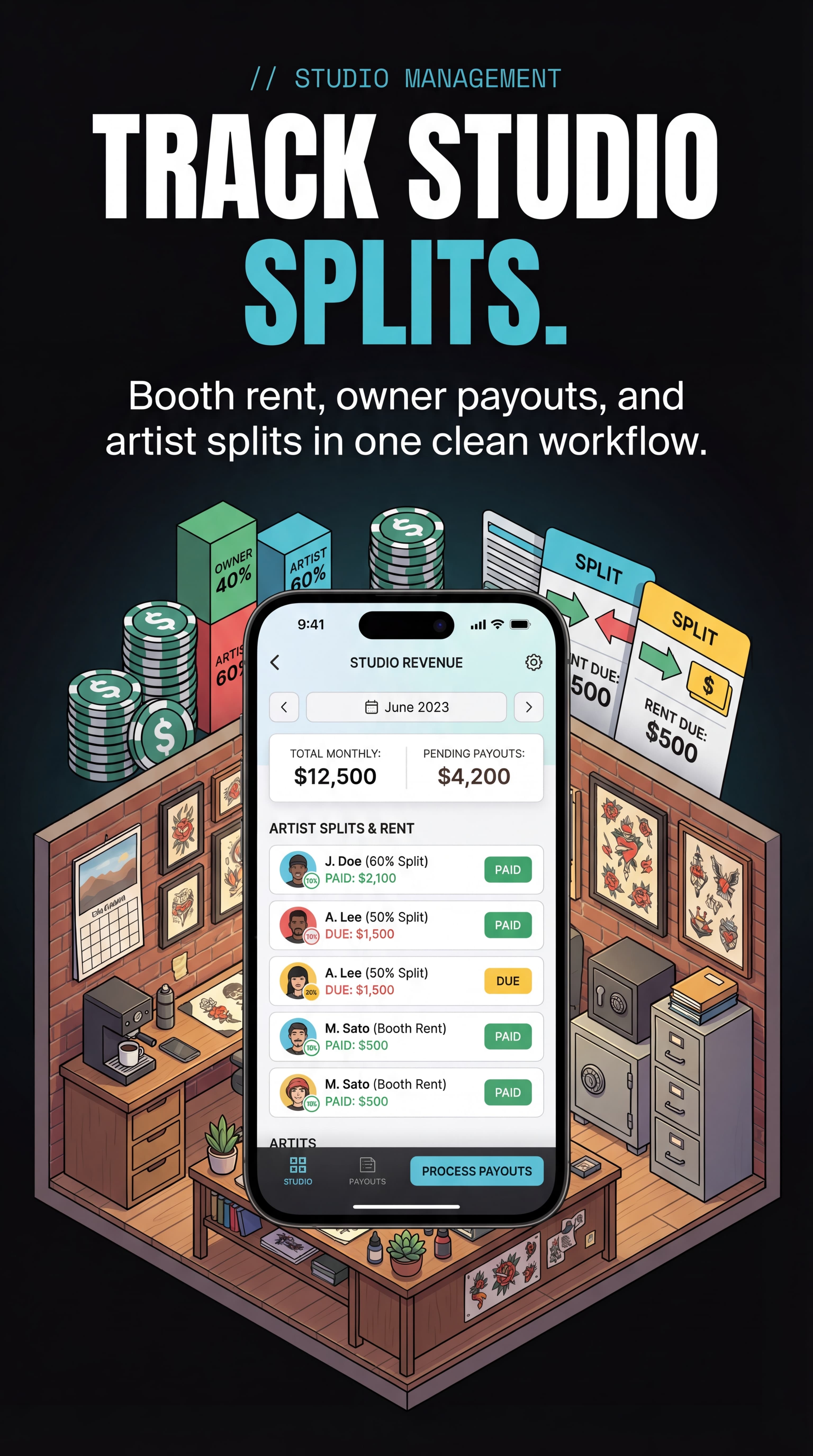 LVL2 studio management illustration