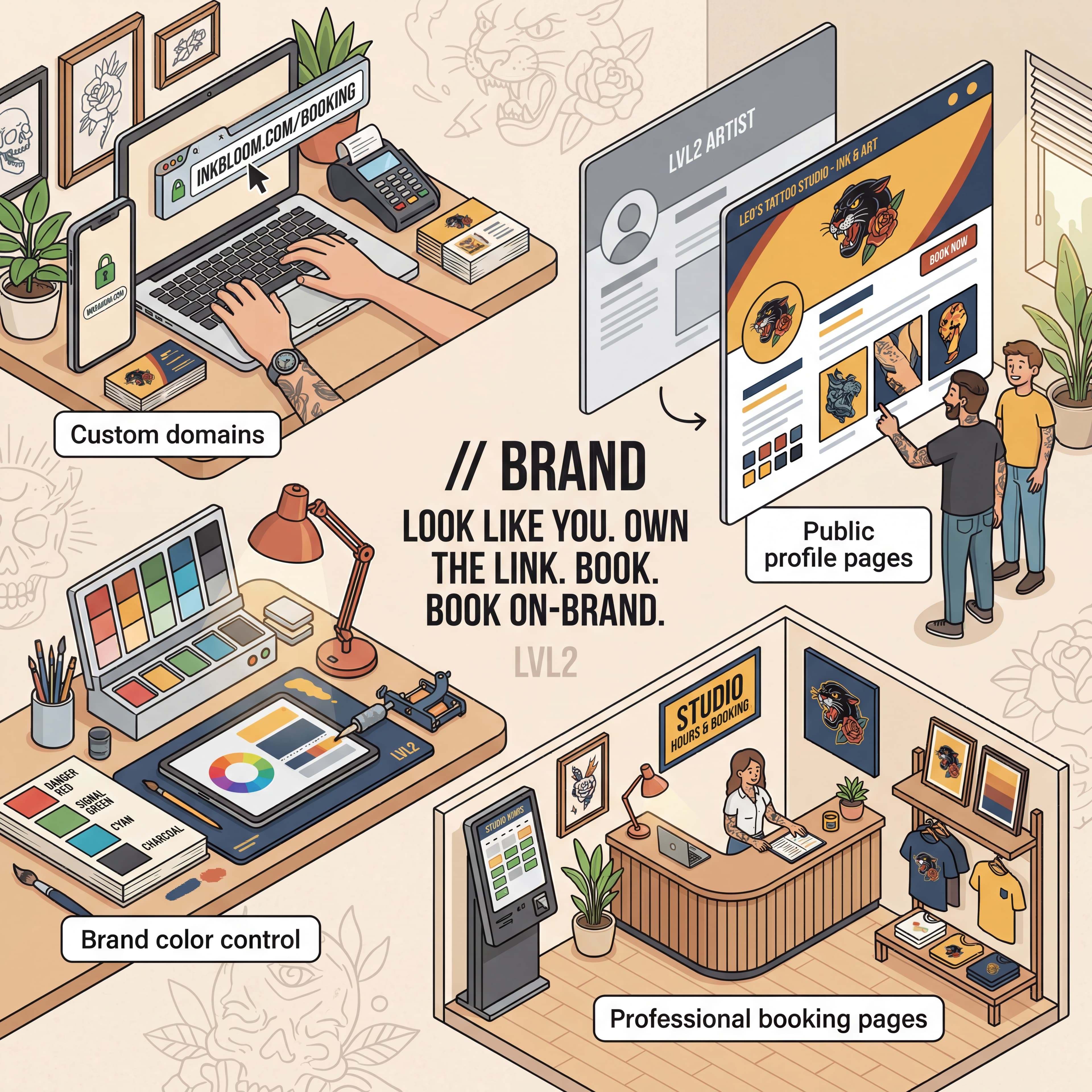 LVL2 custom branding illustrated feature image