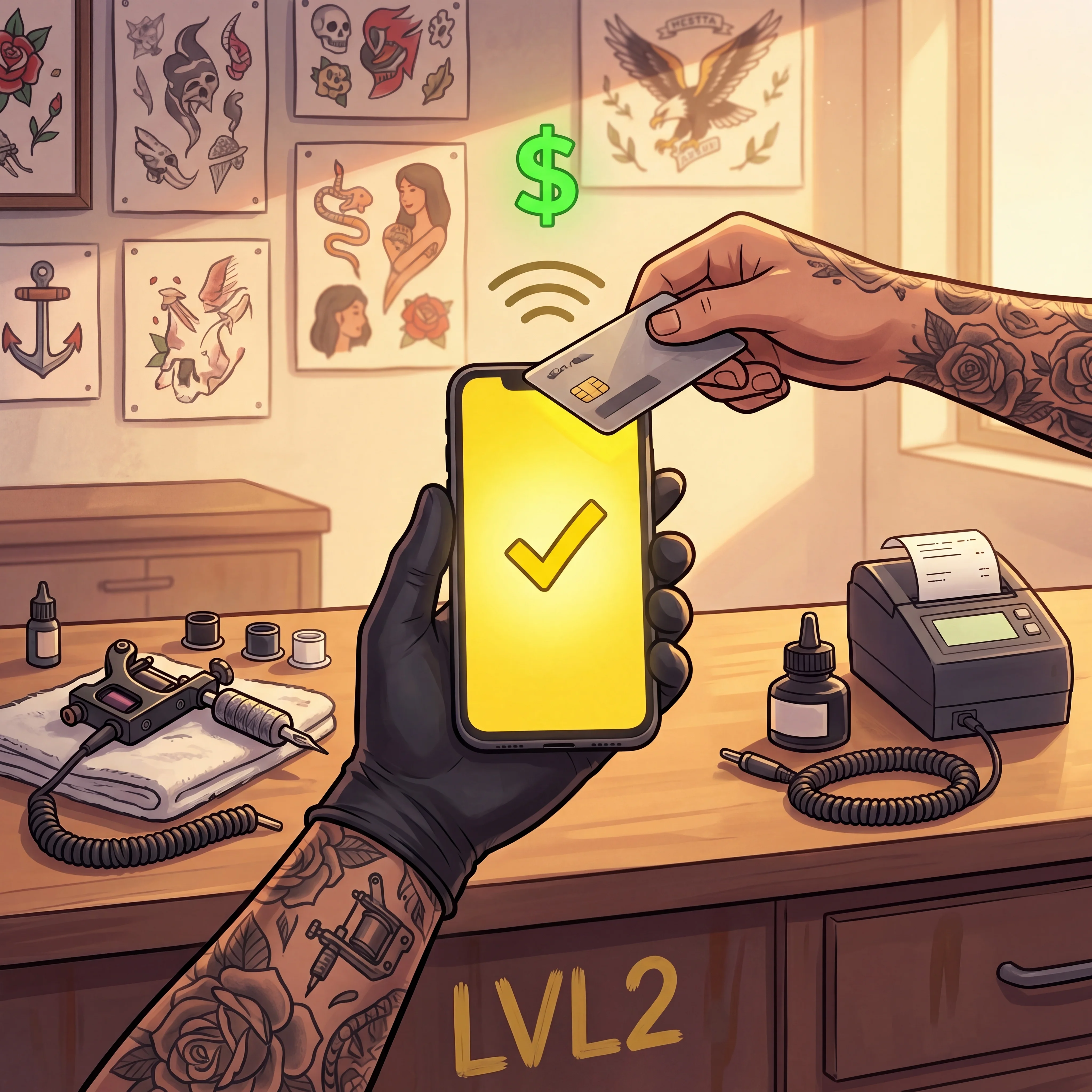 LVL2 payments view for deposits, balances, and receipts.